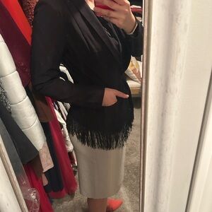 Chic Black Fringe Blazer